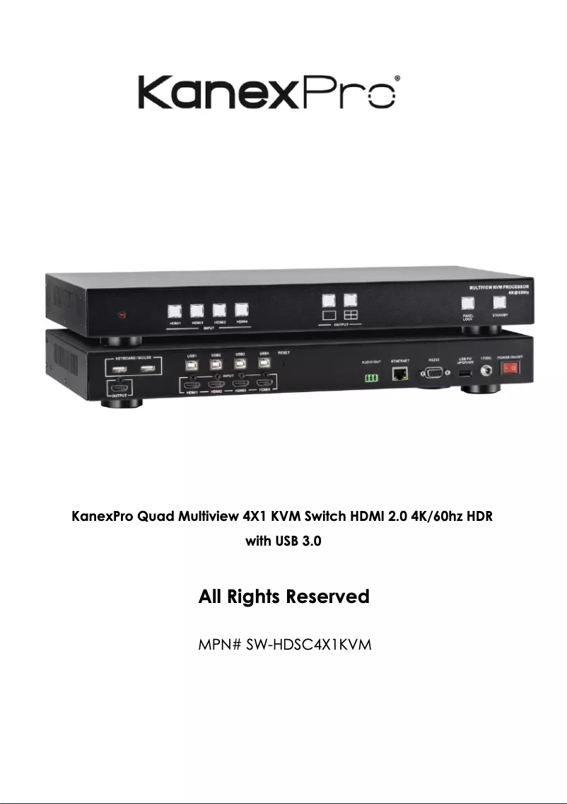 Page 1 de la notice Manuel utilisateur KanexPro SW-4X1KVMMV