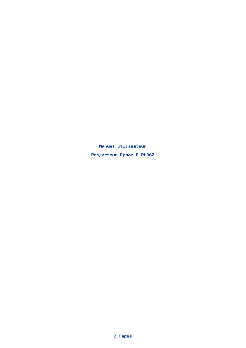 Page 1 de la notice Manuel utilisateur Epson ELPMB67