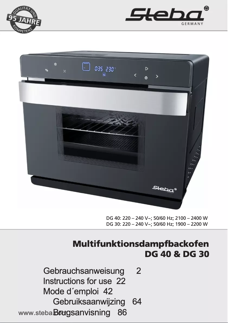 Page 1 de la notice Manuel utilisateur Steba DG 30