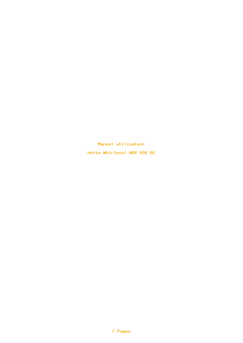 Page 1 de la notice Manuel utilisateur Whirlpool AKR 808 BG