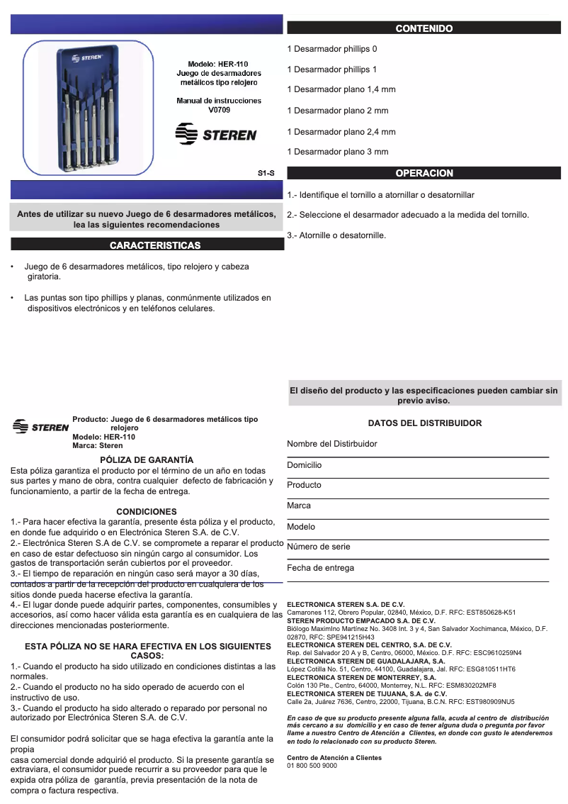 Page 1 de la notice Manuel utilisateur Steren HER-110