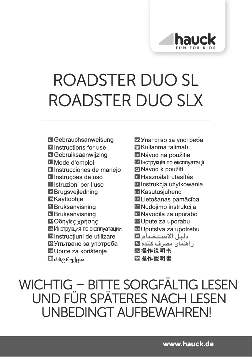 Page 1 de la notice Manuel utilisateur Hauck Roadster Duo SLX