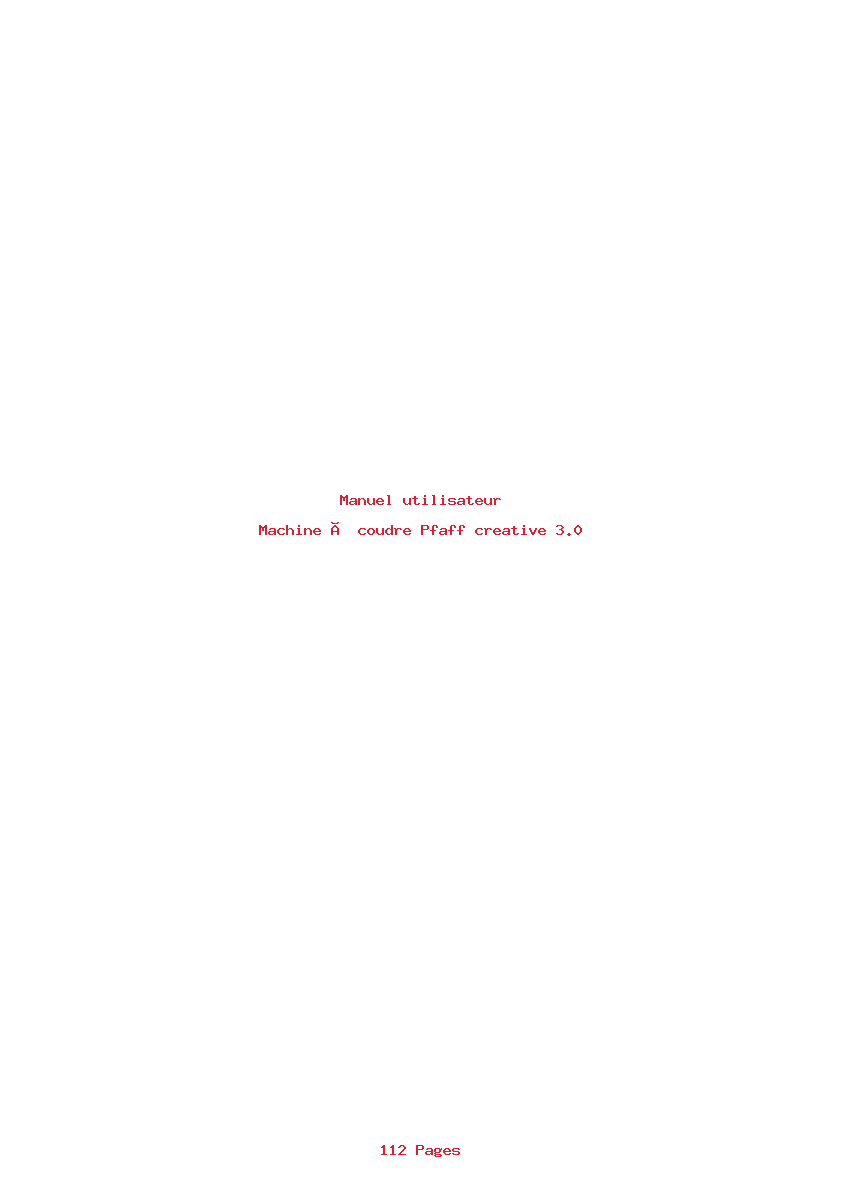 Page 1 de la notice Manuel utilisateur Pfaff creative 3.0