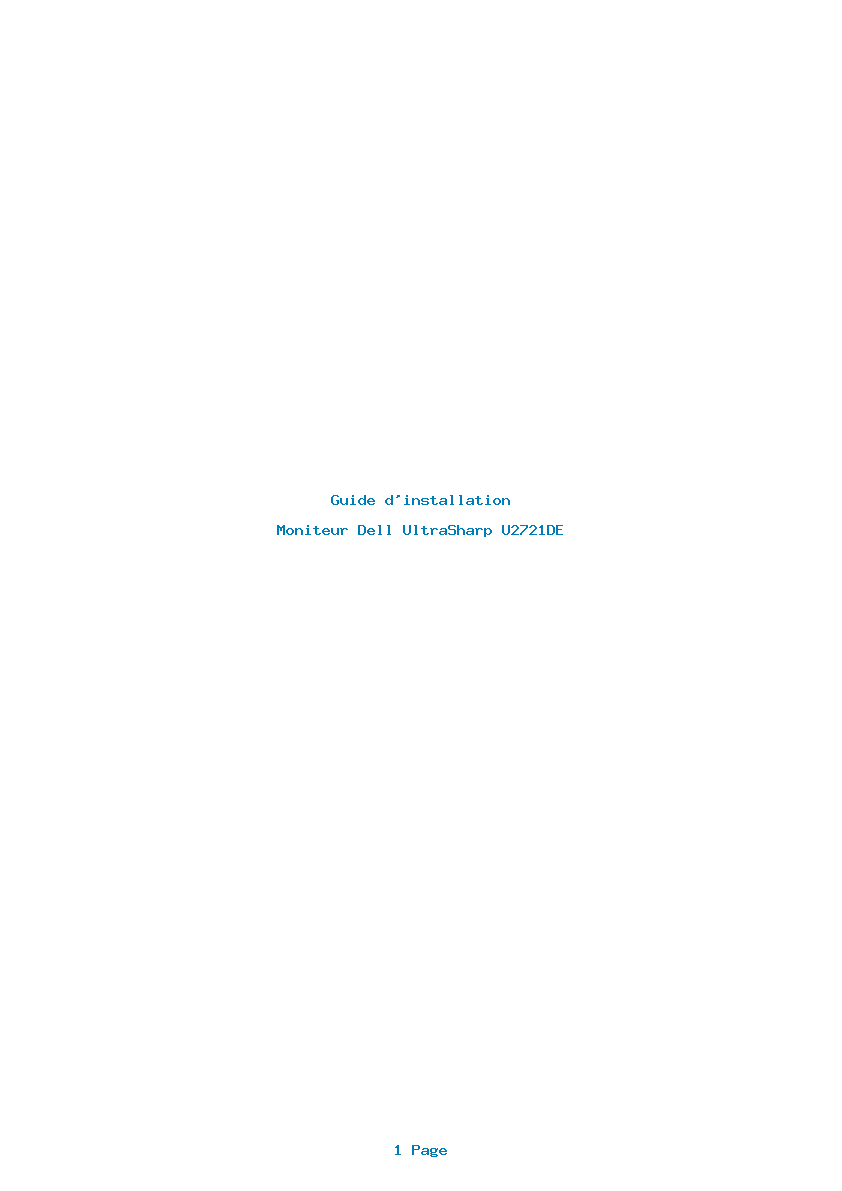 Page 1 de la notice Guide d'installation Dell UltraSharp U2721DE