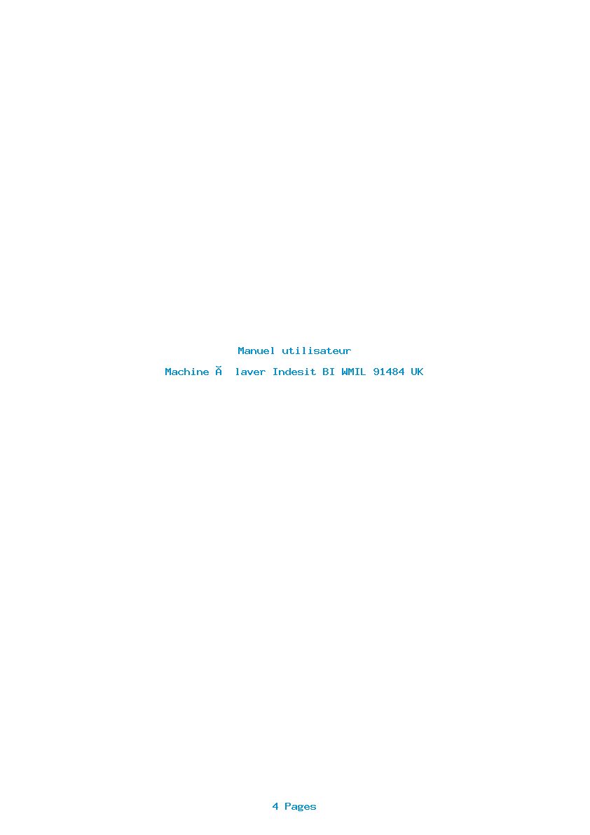 Page 1 de la notice Manuel utilisateur Indesit BI WMIL 91484 UK