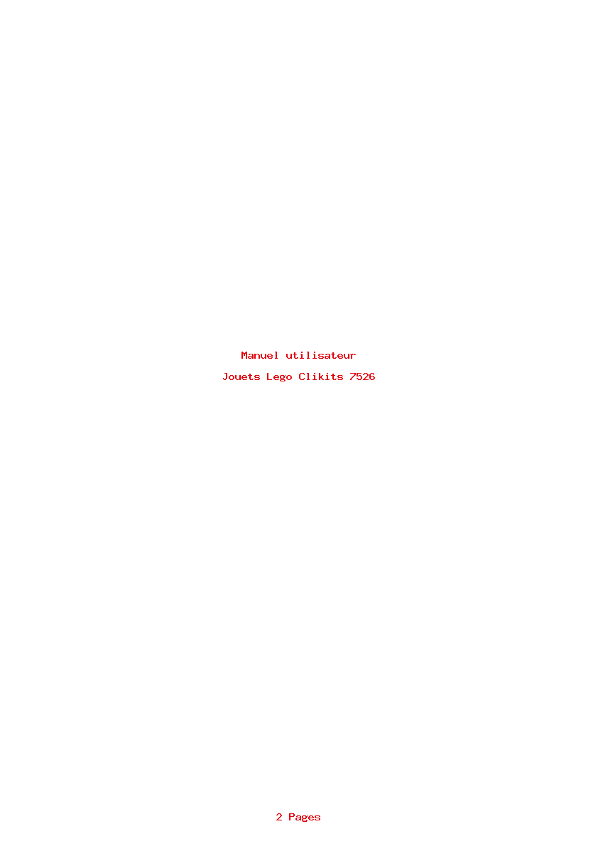 Page 1 de la notice Manuel utilisateur Lego Clikits 7526