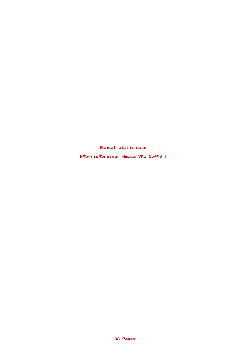 Page 1 de la notice Manuel utilisateur Amica VKS 15409 W