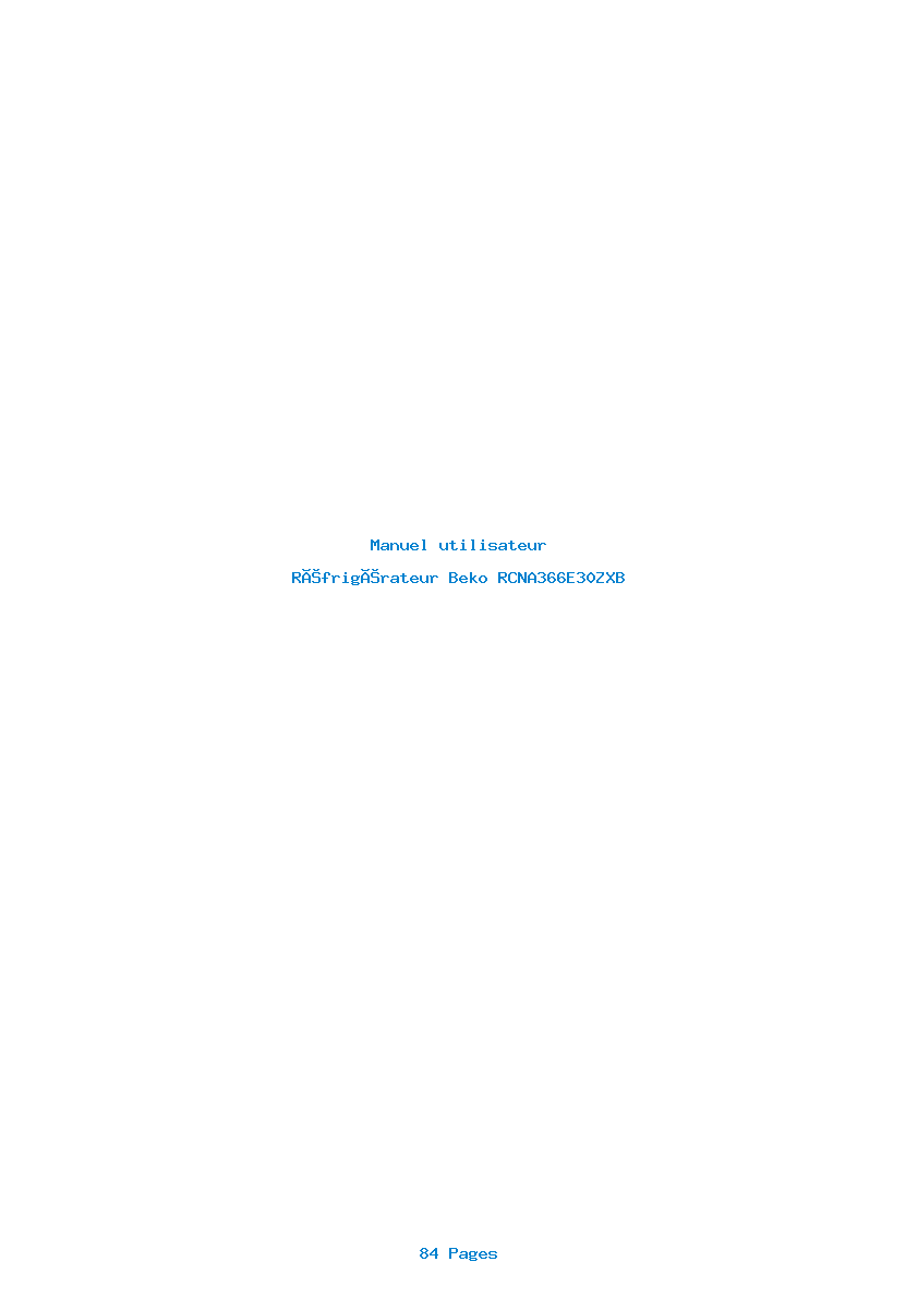Page 1 de la notice Manuel utilisateur Beko RCNA366E30ZXB