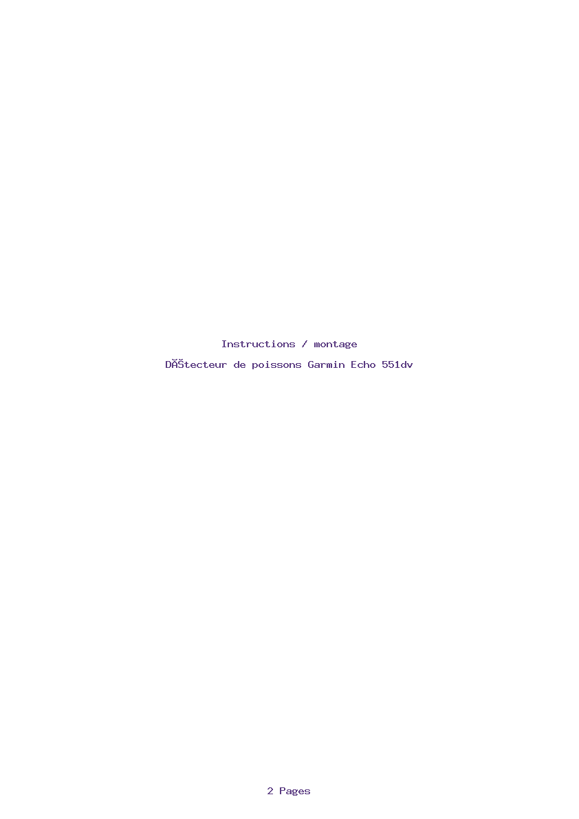 Page 1 de la notice Instructions / montage Garmin Echo 551dv
