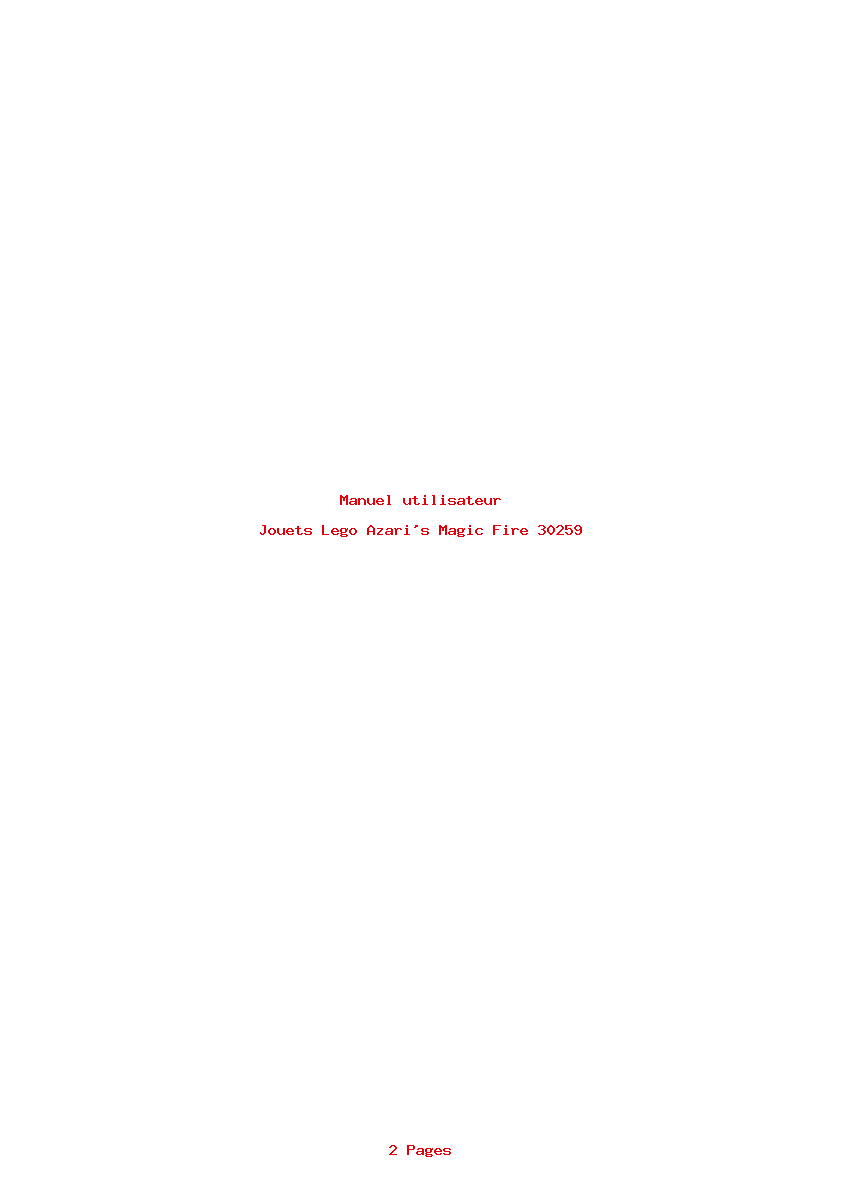 Page 1 de la notice Manuel utilisateur Lego Azari's Magic Fire 30259