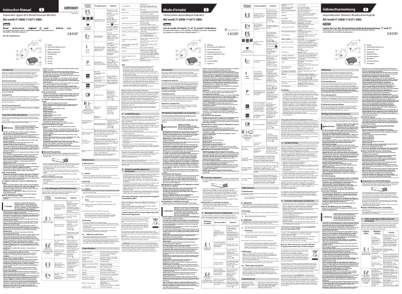 Page 1 de la notice Manuel utilisateur Omron M2 Intelli IT