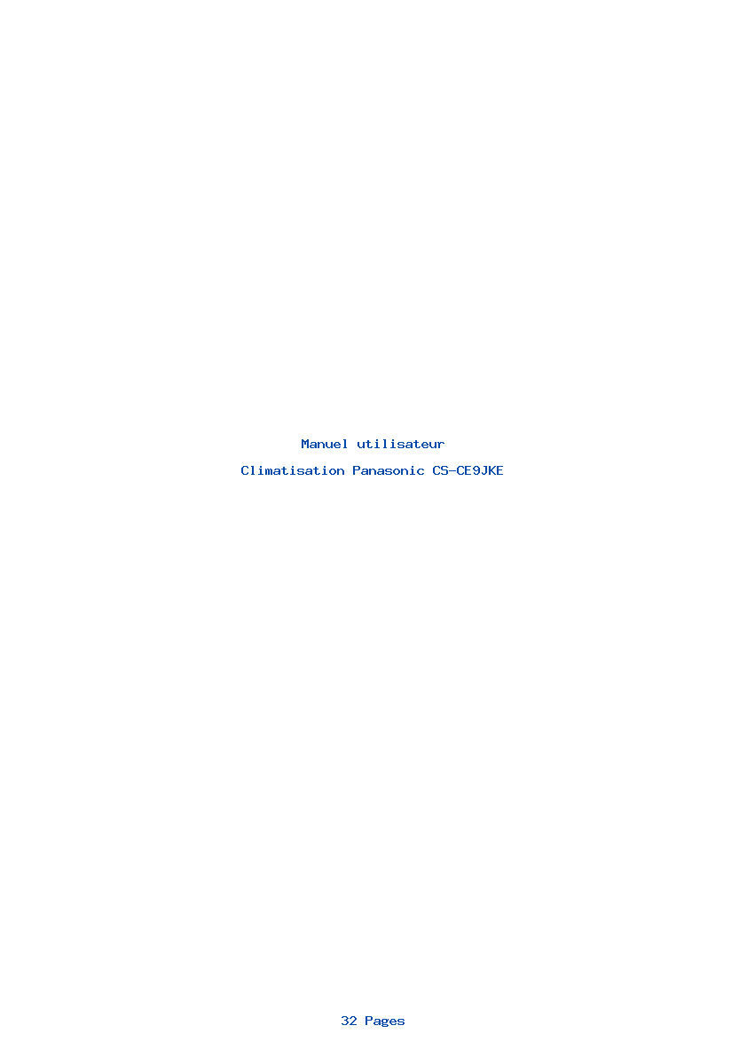 Page 1 de la notice Manuel utilisateur Panasonic CS-CE9JKE