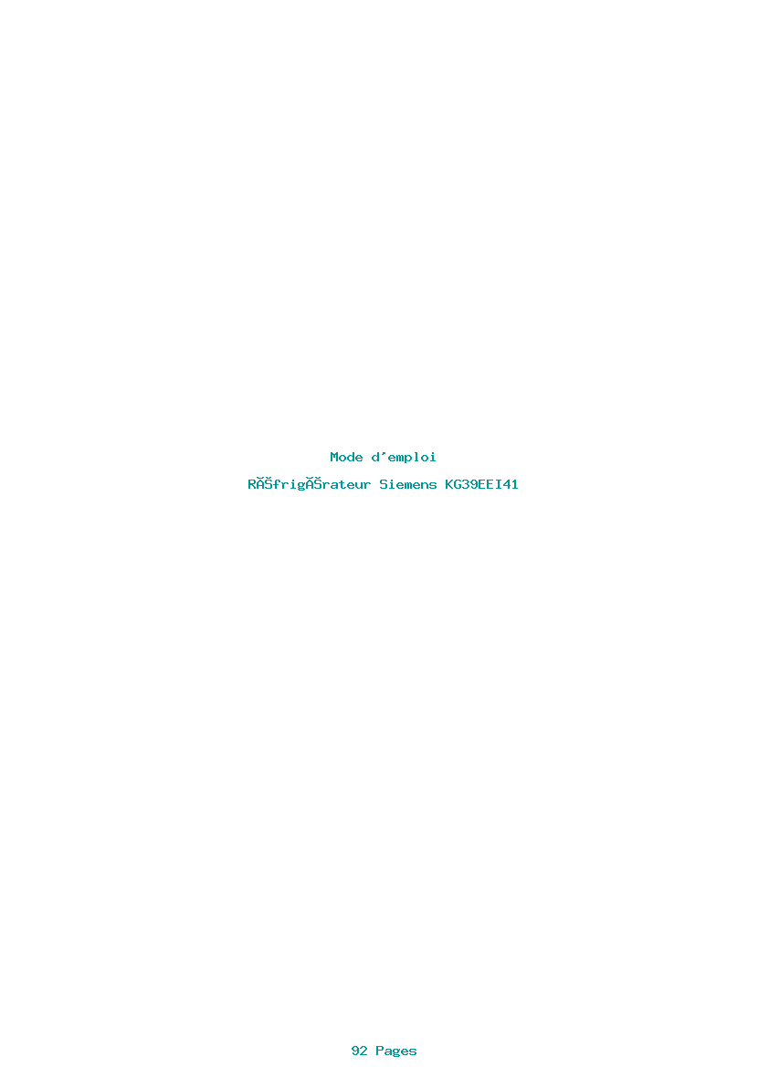 Page 1 de la notice Mode d'emploi Siemens KG39EEI41
