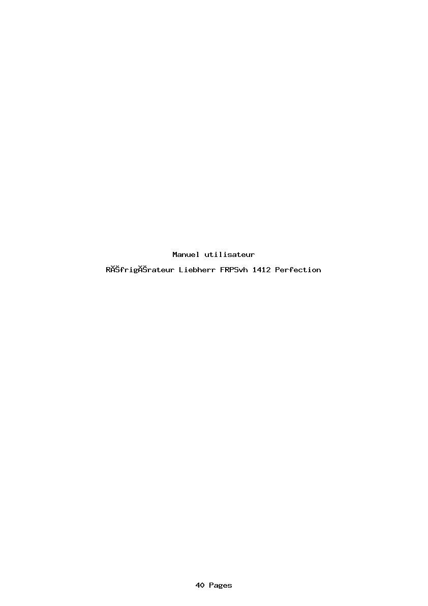 Page 1 de la notice Manuel utilisateur Liebherr FRPSvh 1412 Perfection