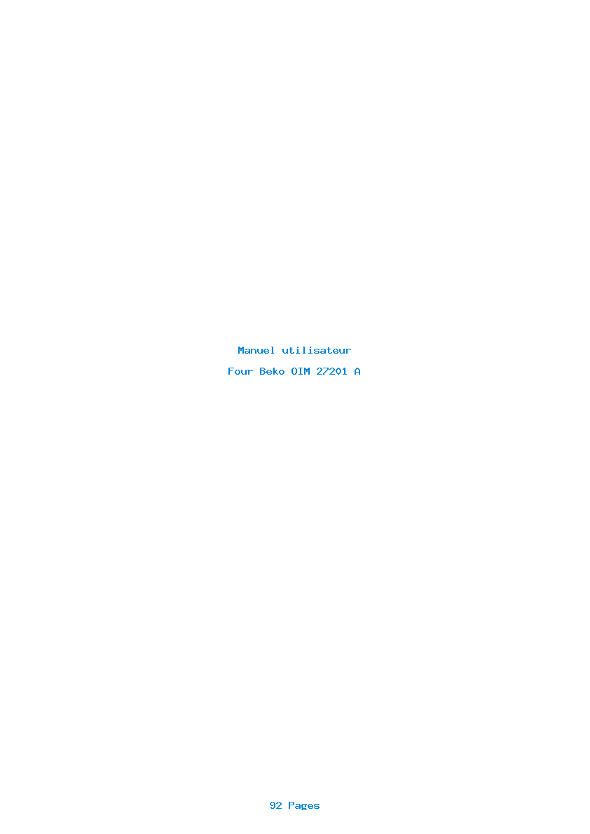 Page 1 de la notice Manuel utilisateur Beko OIM 27201 A