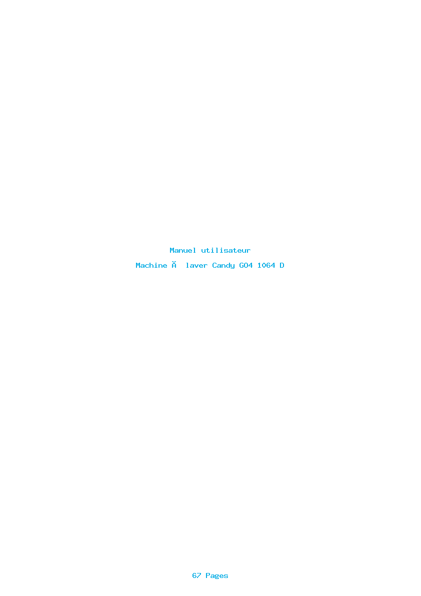 Page 1 de la notice Manuel utilisateur Candy GO4 1064 D