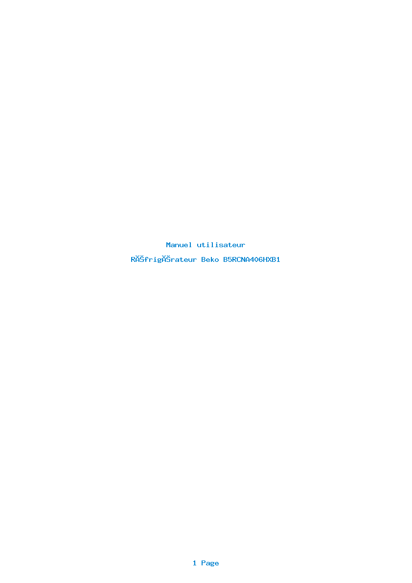Page 1 de la notice Manuel utilisateur Beko B5RCNA406HXB1