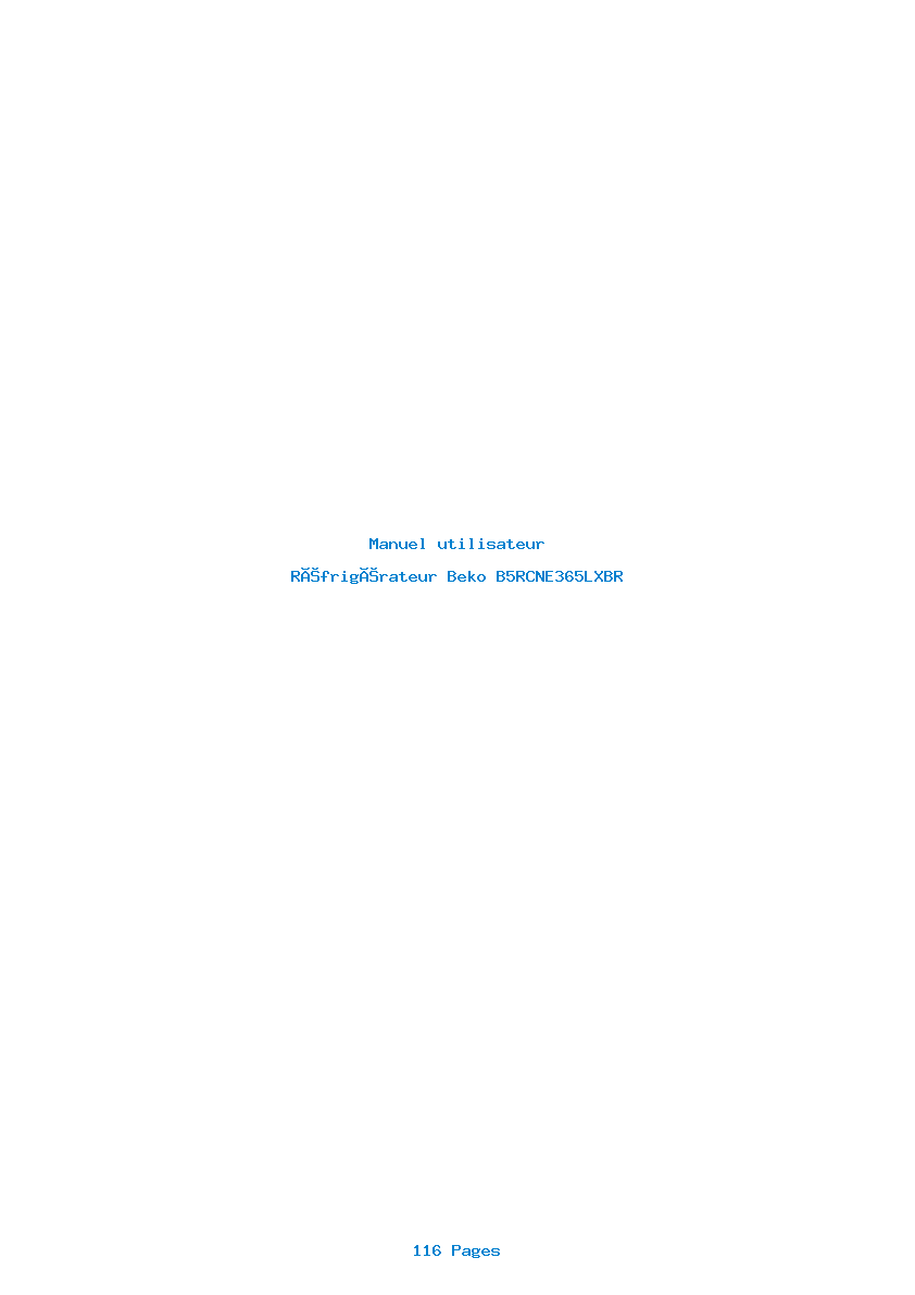 Page 1 de la notice Manuel utilisateur Beko B5RCNE365LXBR