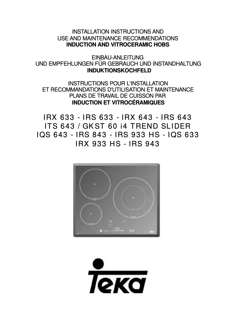 Página 1 del manual Manual de usuario Teka SPACE IRS 943