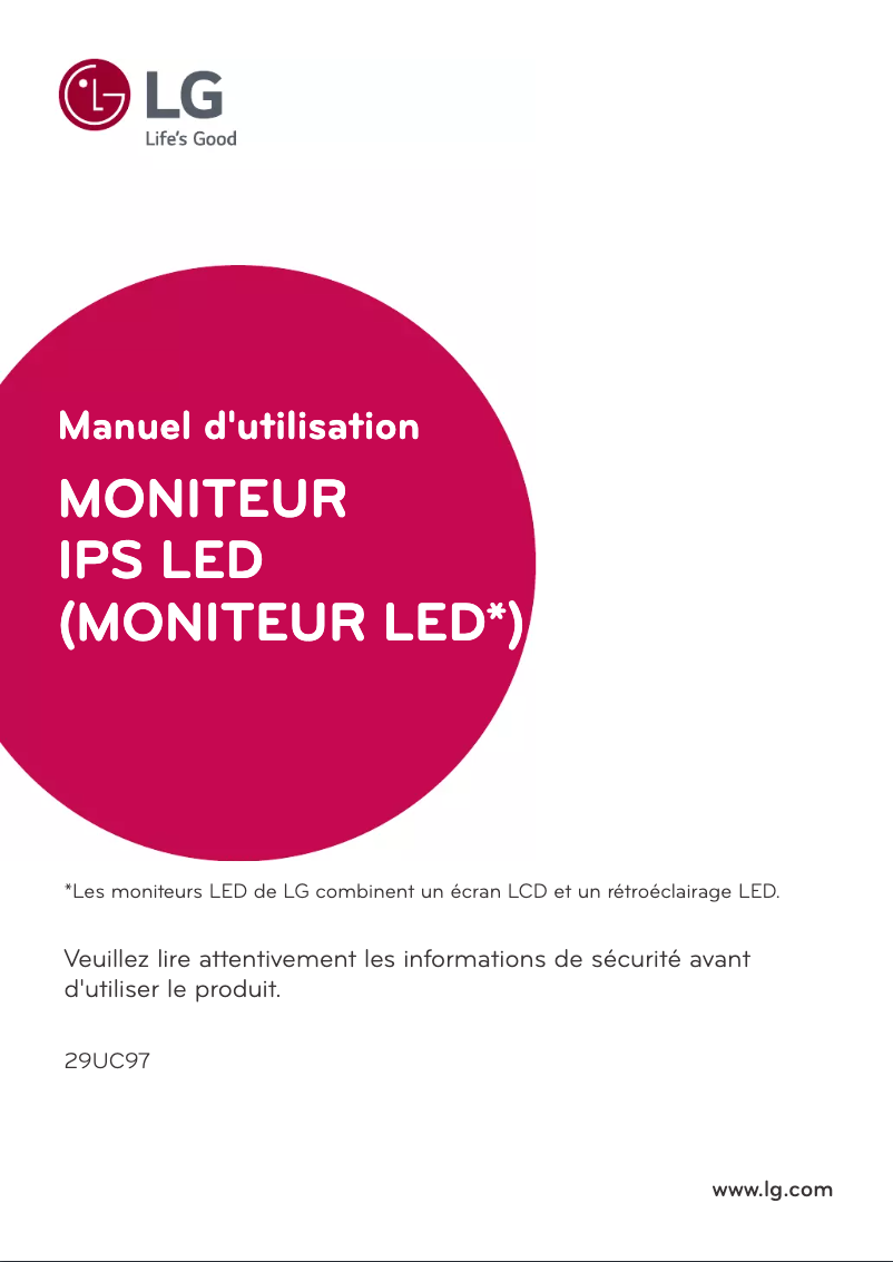 Page 1 de la notice Manuel utilisateur LG 29UC97-S
