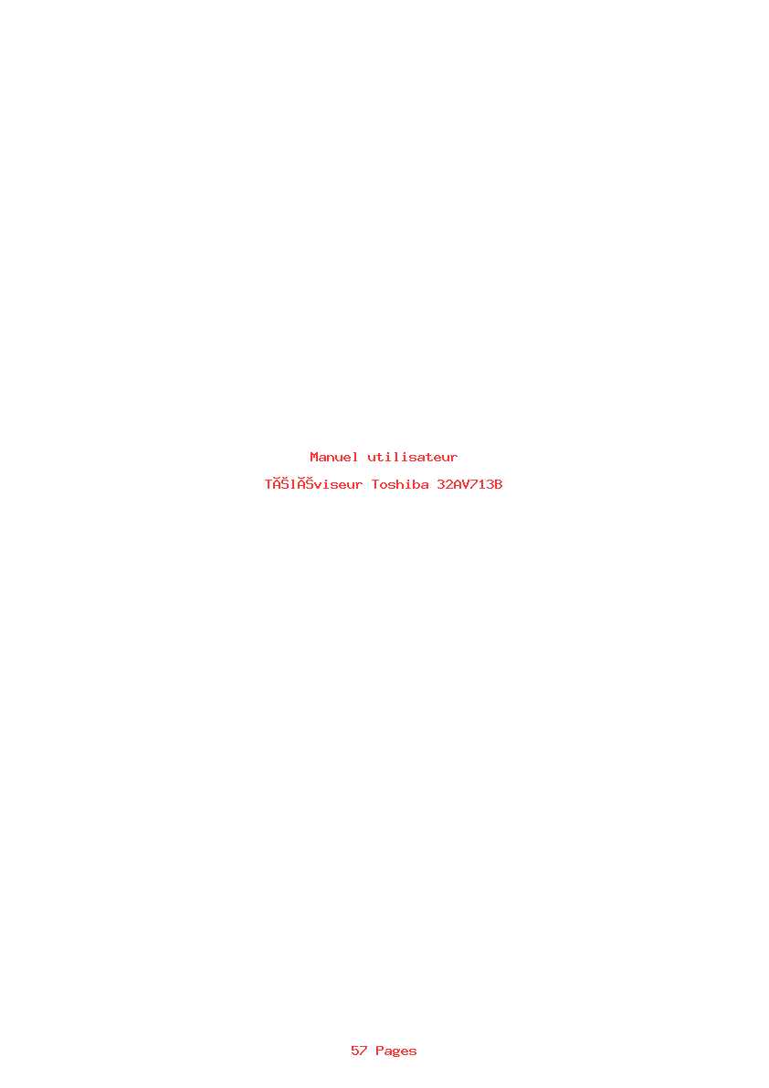 Page 1 de la notice Manuel utilisateur Toshiba 32AV713B