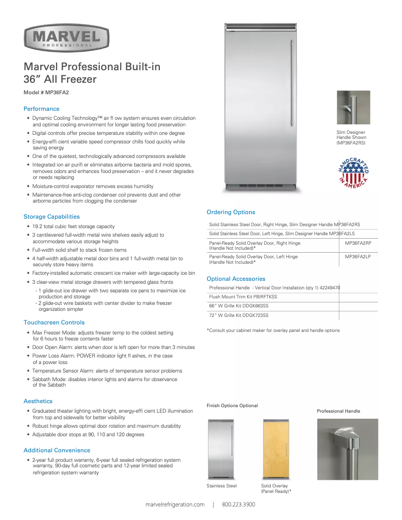 Page 1 de la notice Manuel utilisateur Marvel Professional MP36FA2L