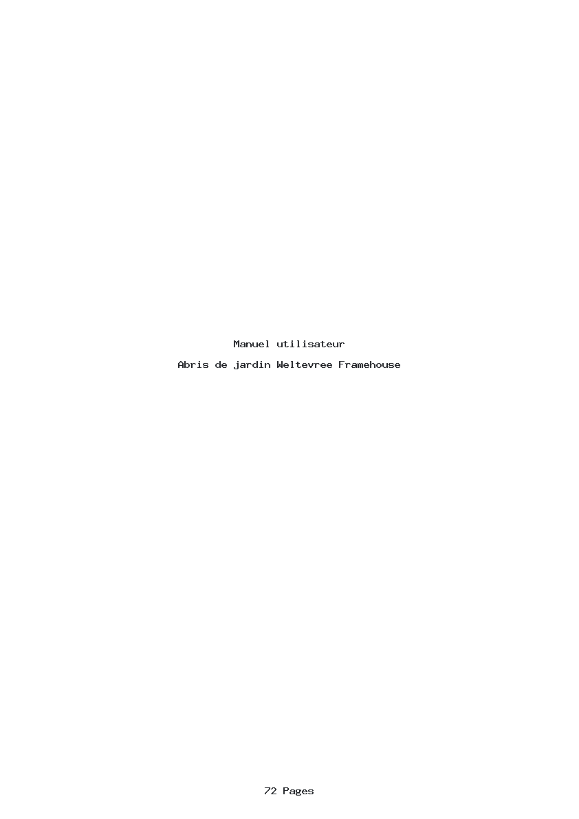 Page 1 de la notice Manuel utilisateur Weltevree Framehouse