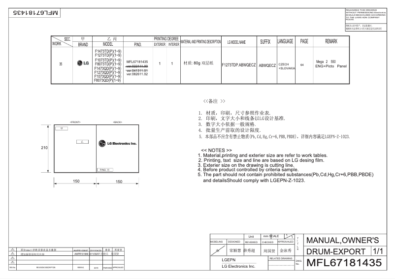 Page 1 of the manual User Manual LG F1273QDP