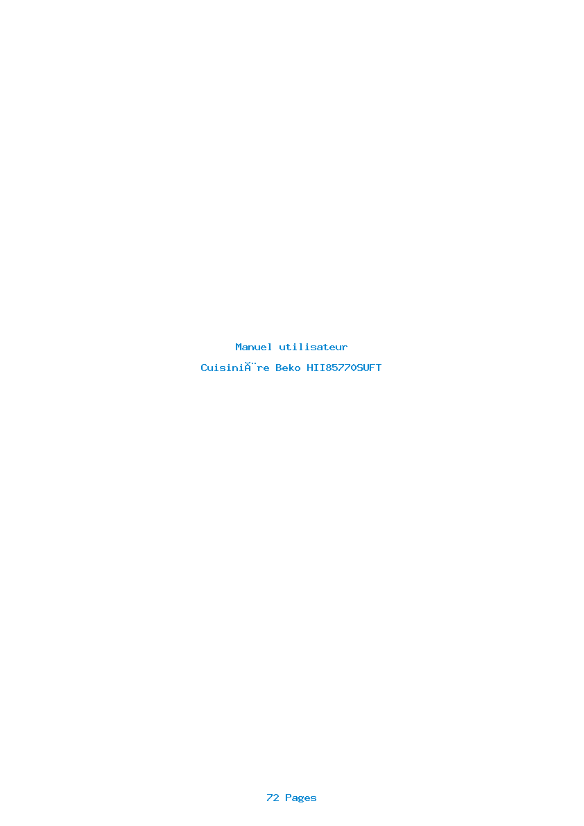 Page 1 de la notice Manuel utilisateur Beko HII85770SUFT