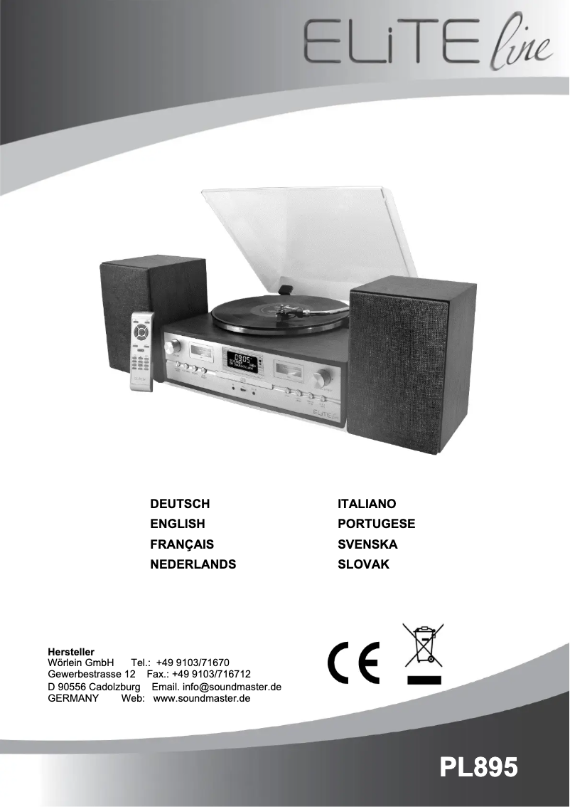 Page 1 de la notice Manuel utilisateur Soundmaster PL895