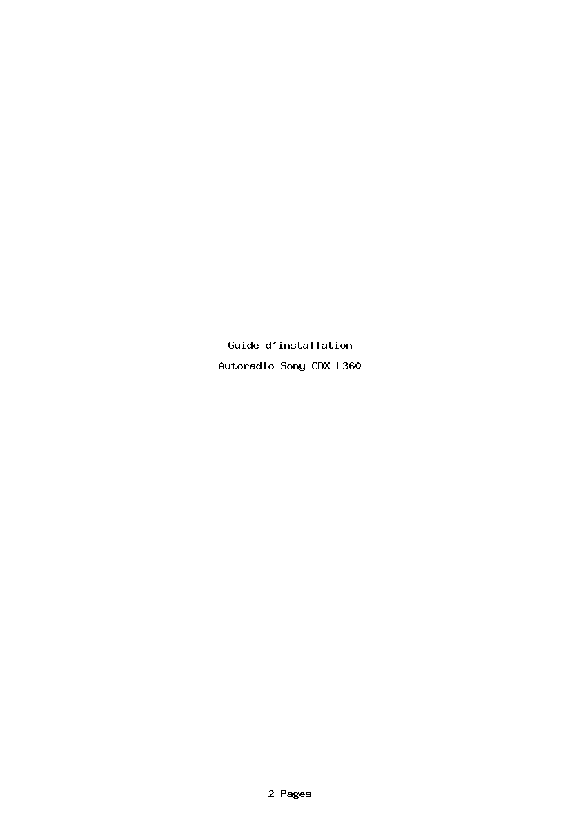 Page 1 de la notice Guide d'installation Sony CDX-L360