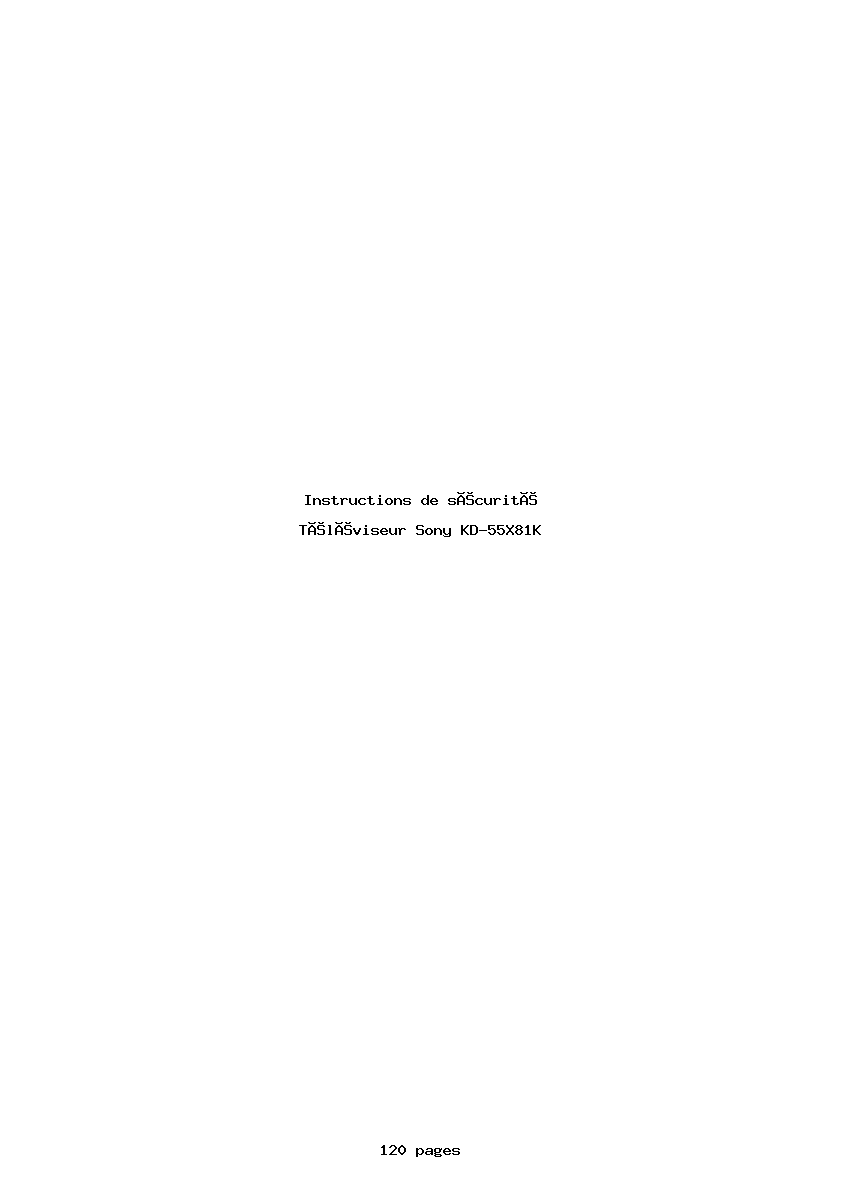 Page 1 de la notice Instructions de sécurité Sony KD-55X81K