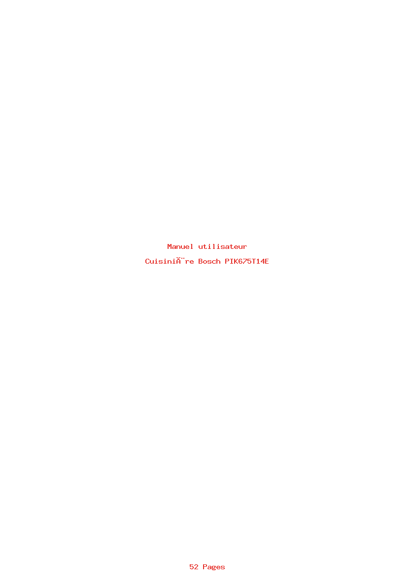 Page 1 de la notice Manuel utilisateur Bosch PIK675T14E