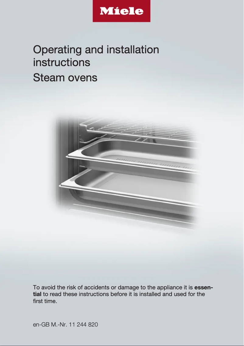Page 1 de la notice Guide d'installation Miele DG 7140