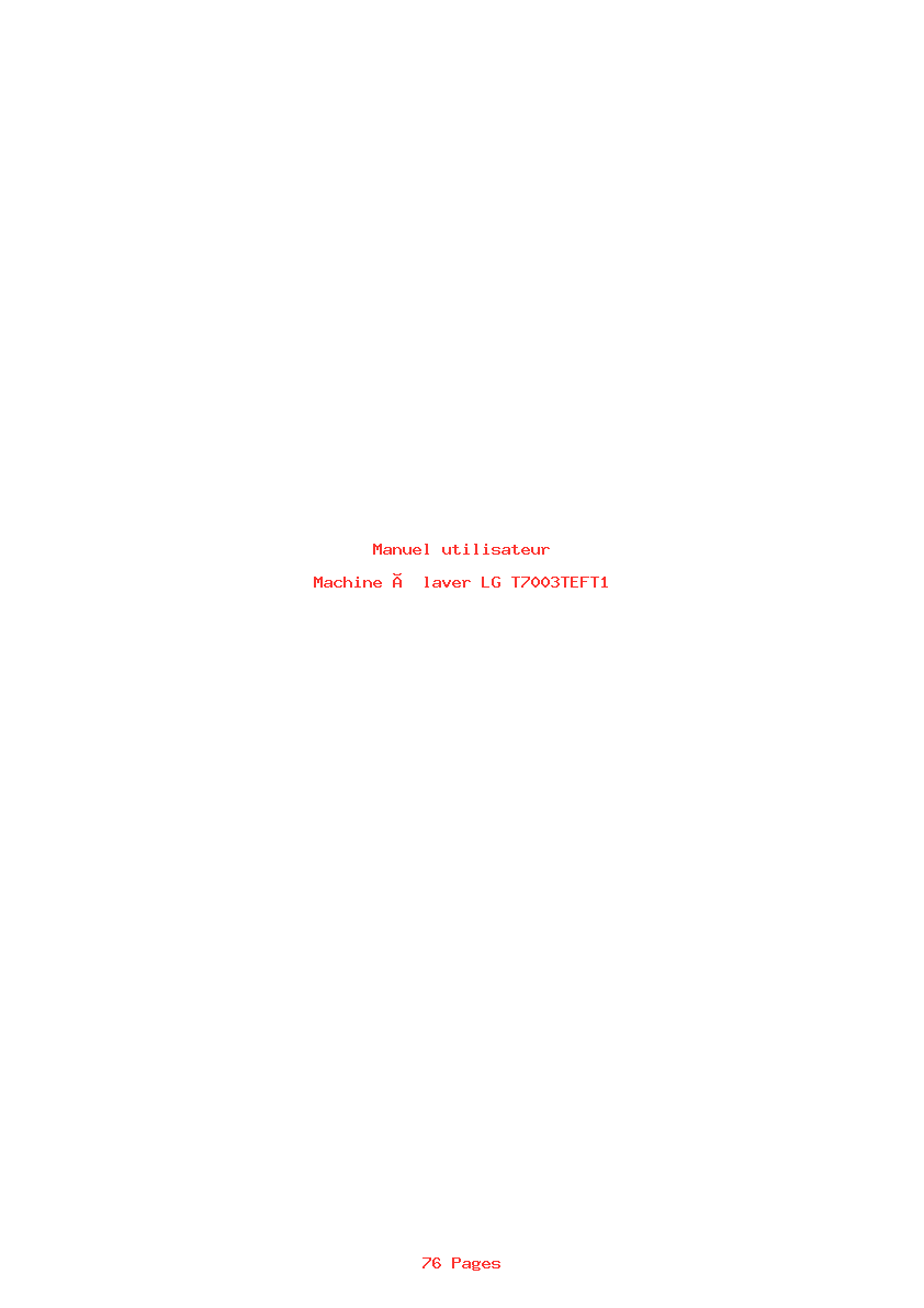 Page 1 de la notice Manuel utilisateur LG T7003TEFT1