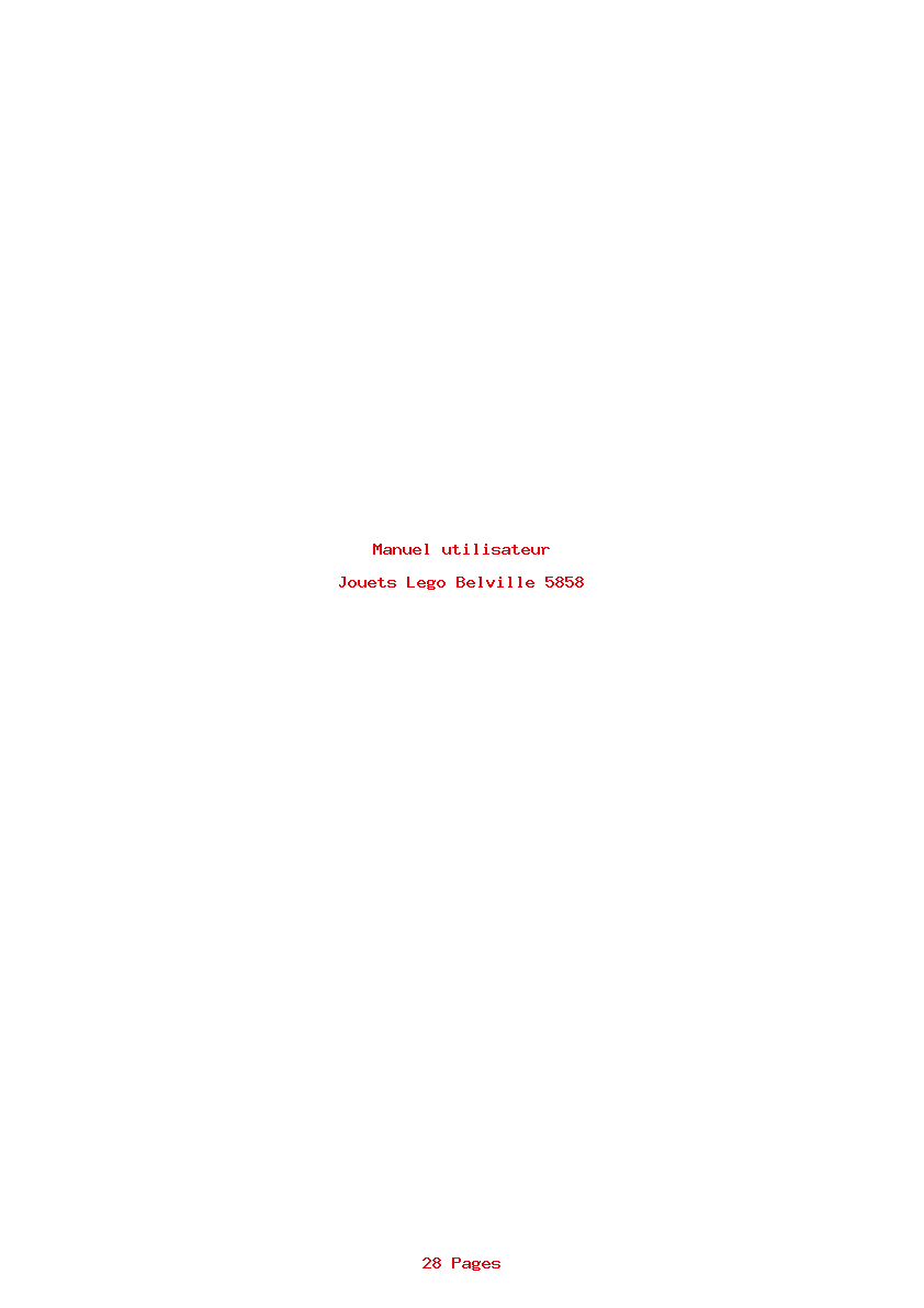 Page 1 de la notice Manuel utilisateur Lego Belville 5858