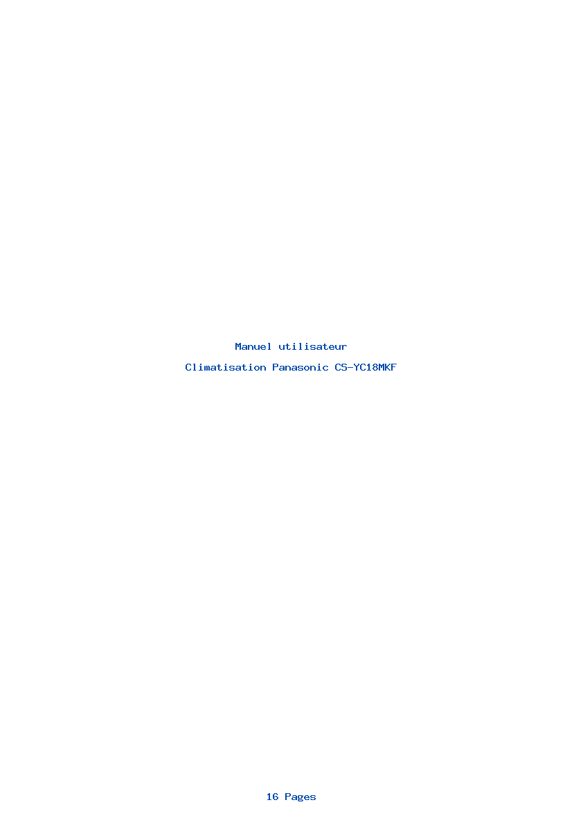 Page 1 de la notice Manuel utilisateur Panasonic CS-YC18MKF