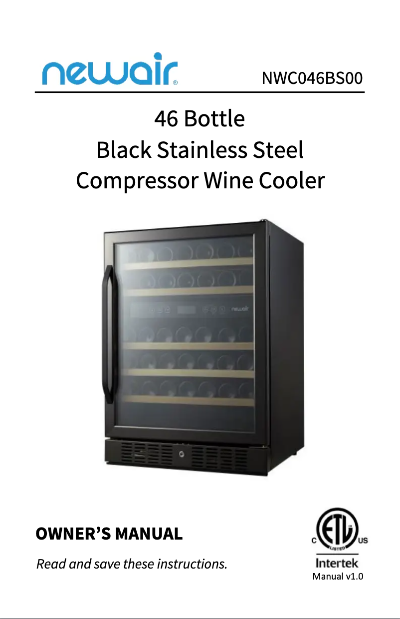 Page 1 de la notice Manuel utilisateur NewAir NWC046SS01
