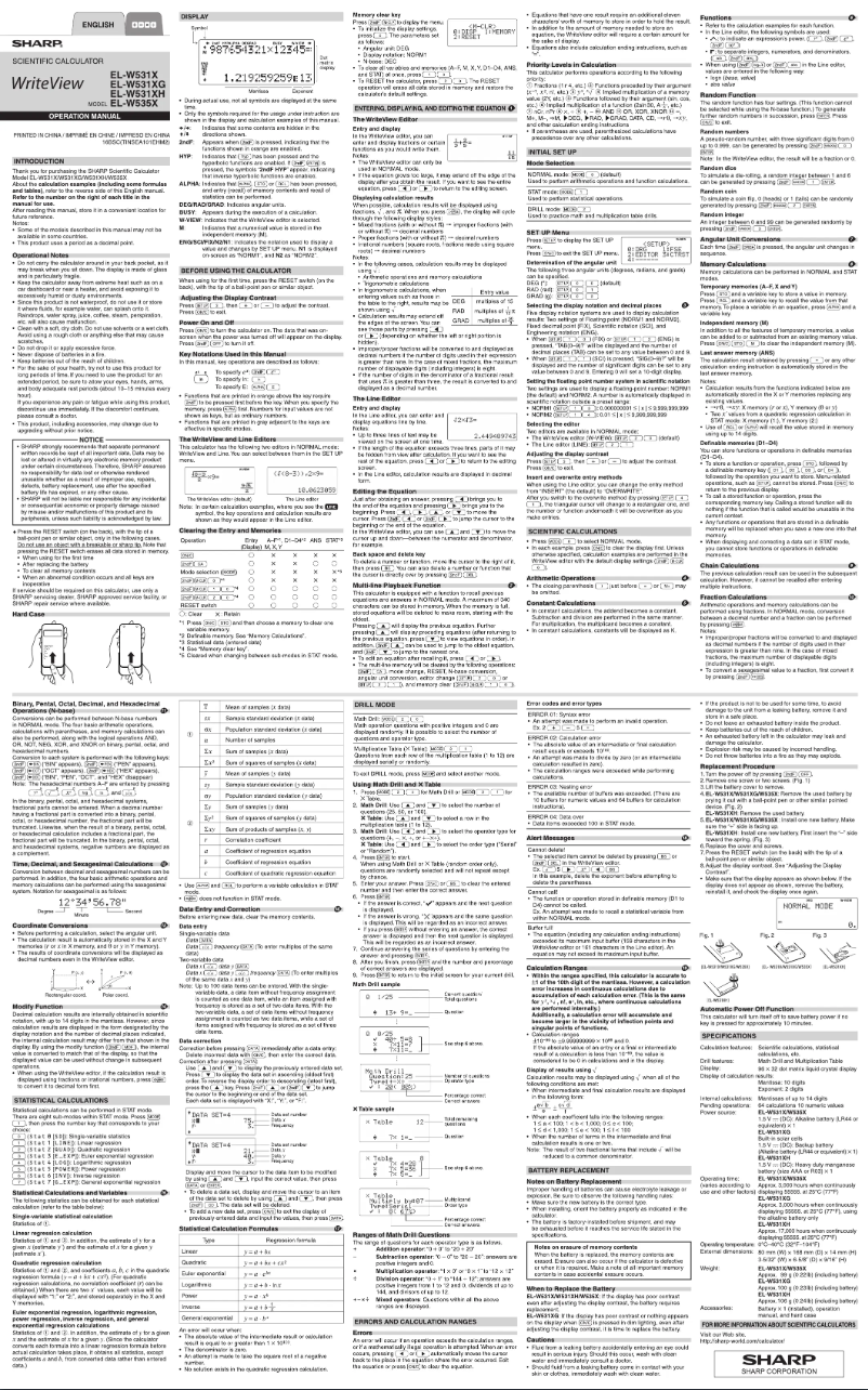 Page 1 of the manual User Manual Sharp EL-W535X