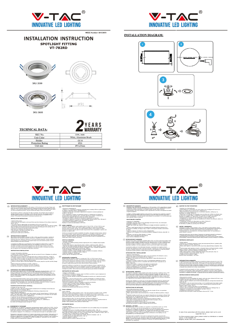 Page 1 de la notice Manuel utilisateur V-TAC VT-782RD