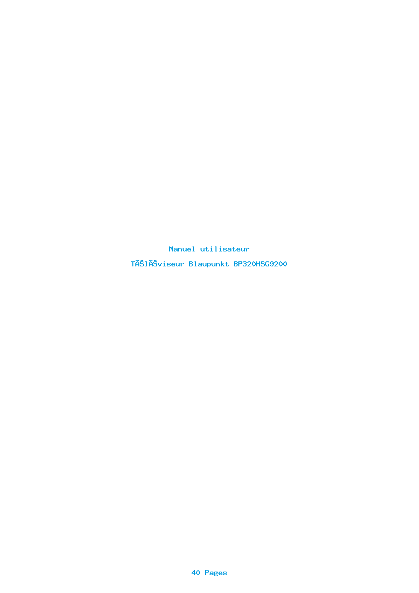 Page 1 de la notice Manuel utilisateur Blaupunkt BP320HSG9200