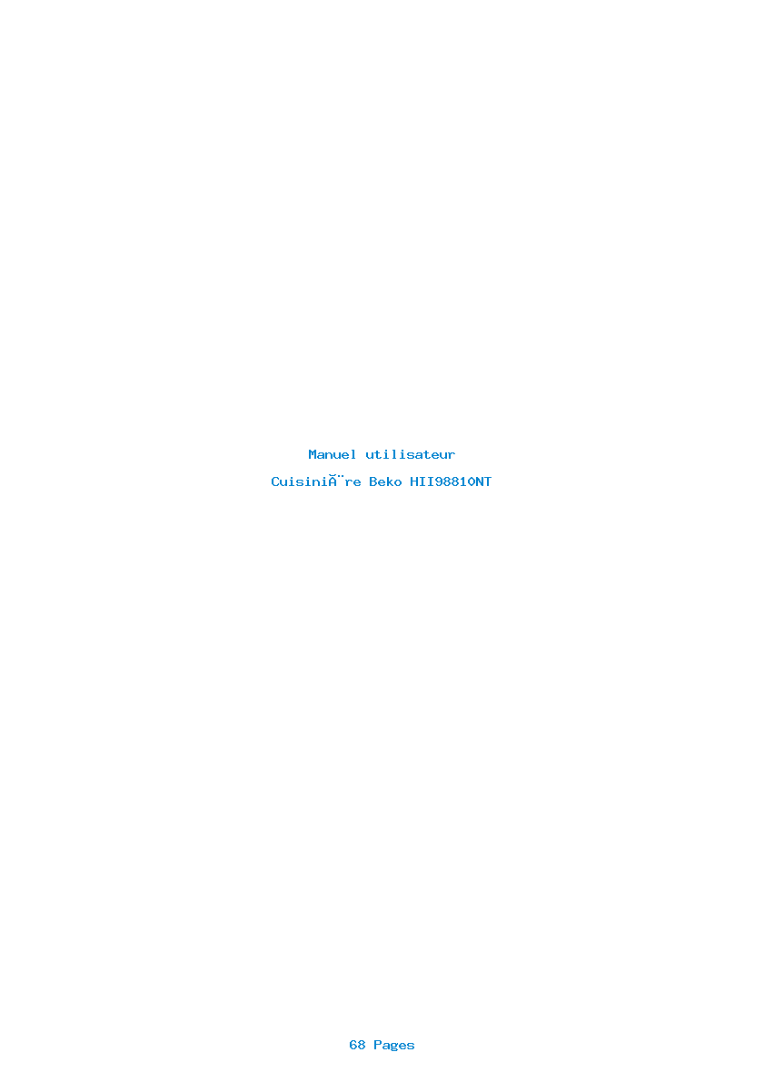 Page 1 de la notice Manuel utilisateur Beko HII98810NT