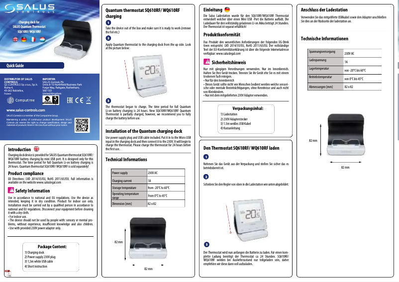 Page 1 de la notice Manuel utilisateur Salus CDUK