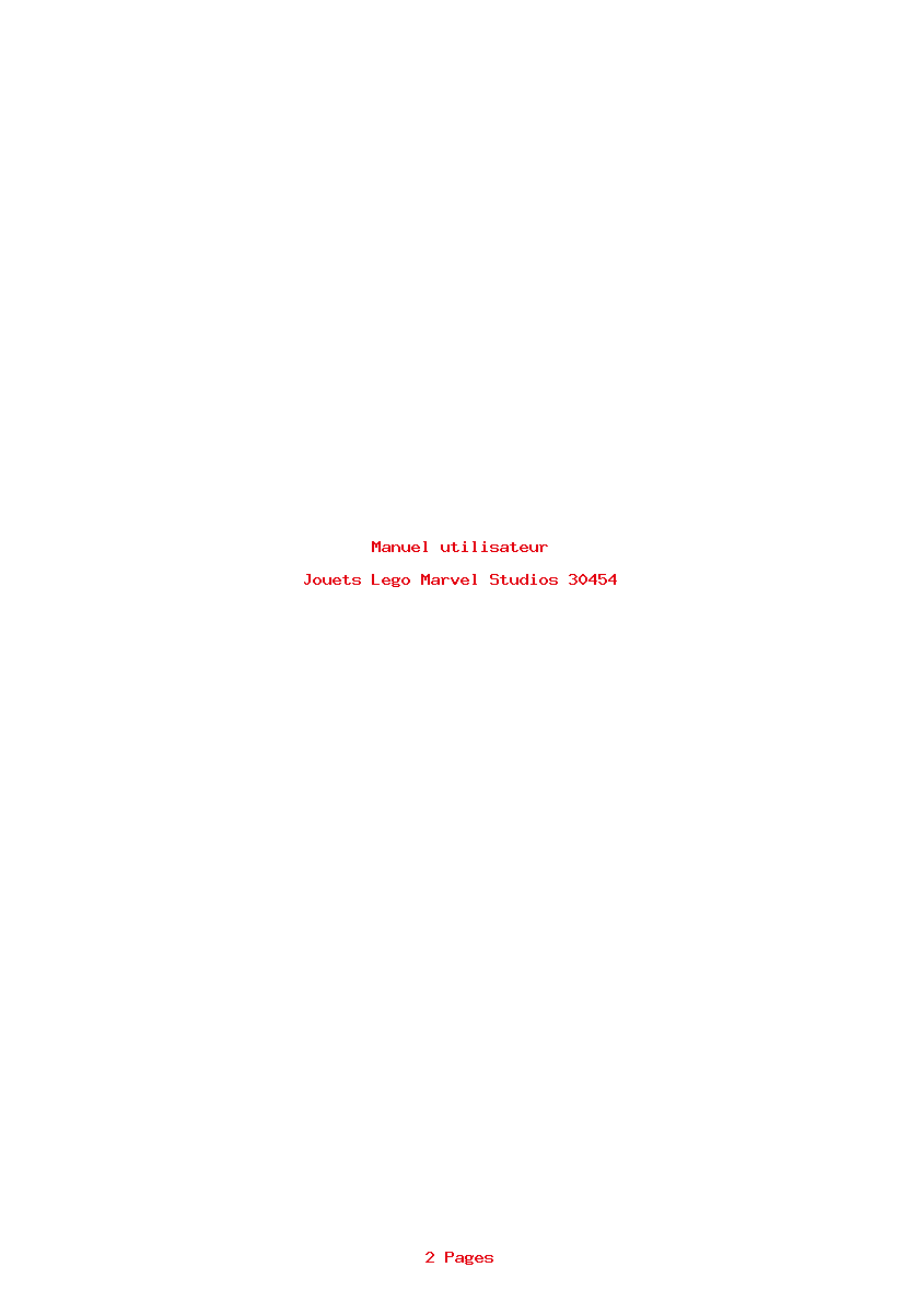 Page 1 de la notice Manuel utilisateur Lego Marvel Studios 30454