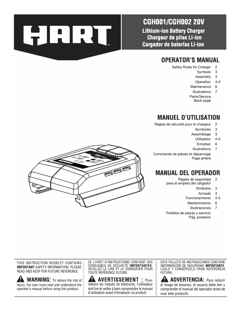 Page 1 de la notice Manuel utilisateur HART CGH001