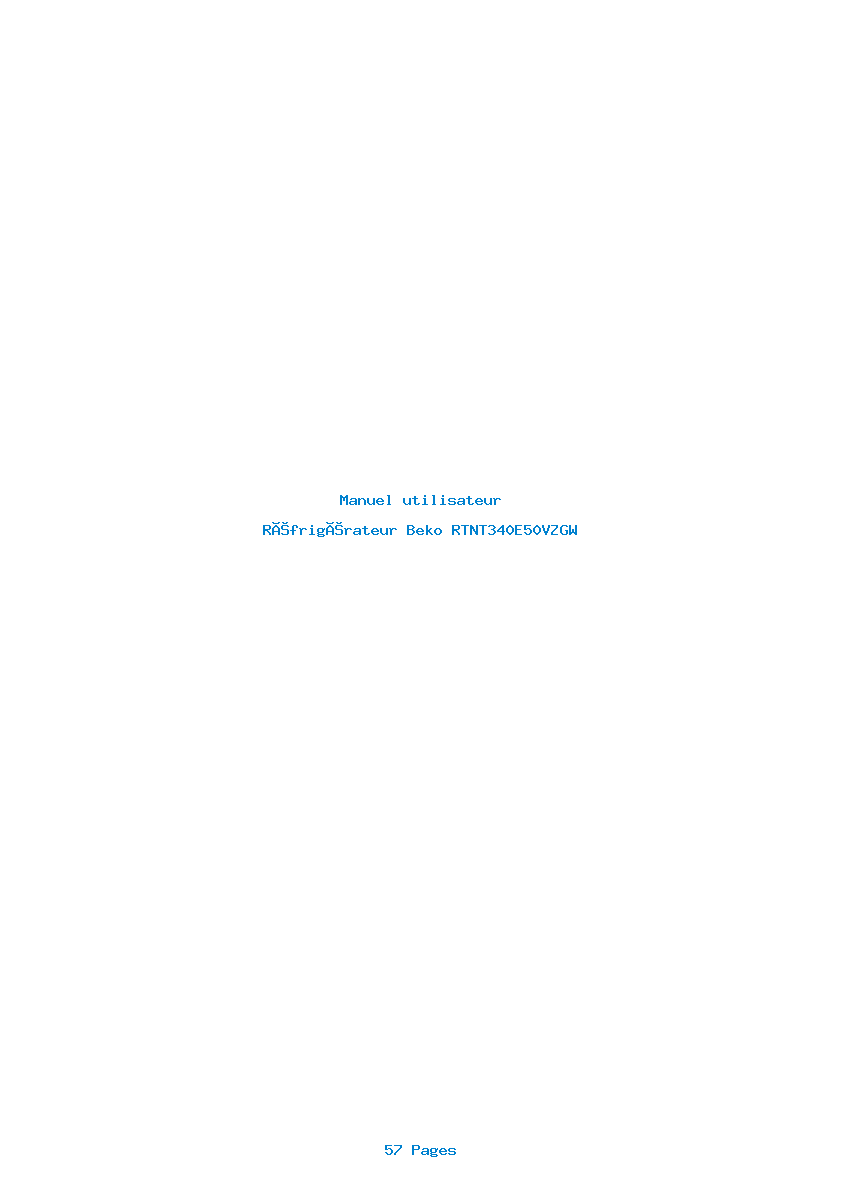 Page 1 de la notice Manuel utilisateur Beko RTNT340E50VZGW