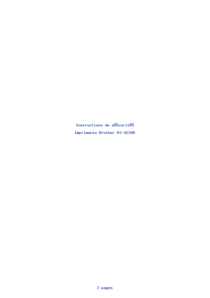Page 1 de la notice Instructions de sécurité Brother RJ-4230B