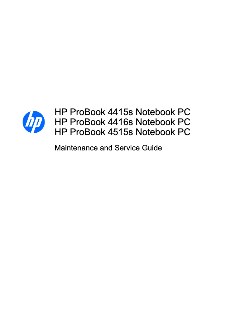 Page n°1 - Manuel utilisateur HP ProBook 4415s