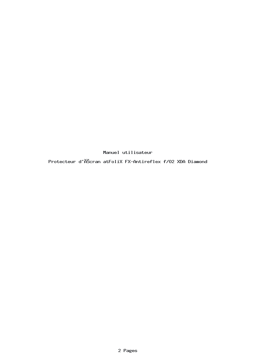 Page 1 de la notice Manuel utilisateur atFoliX FX-Antireflex f/O2 XDA Diamond