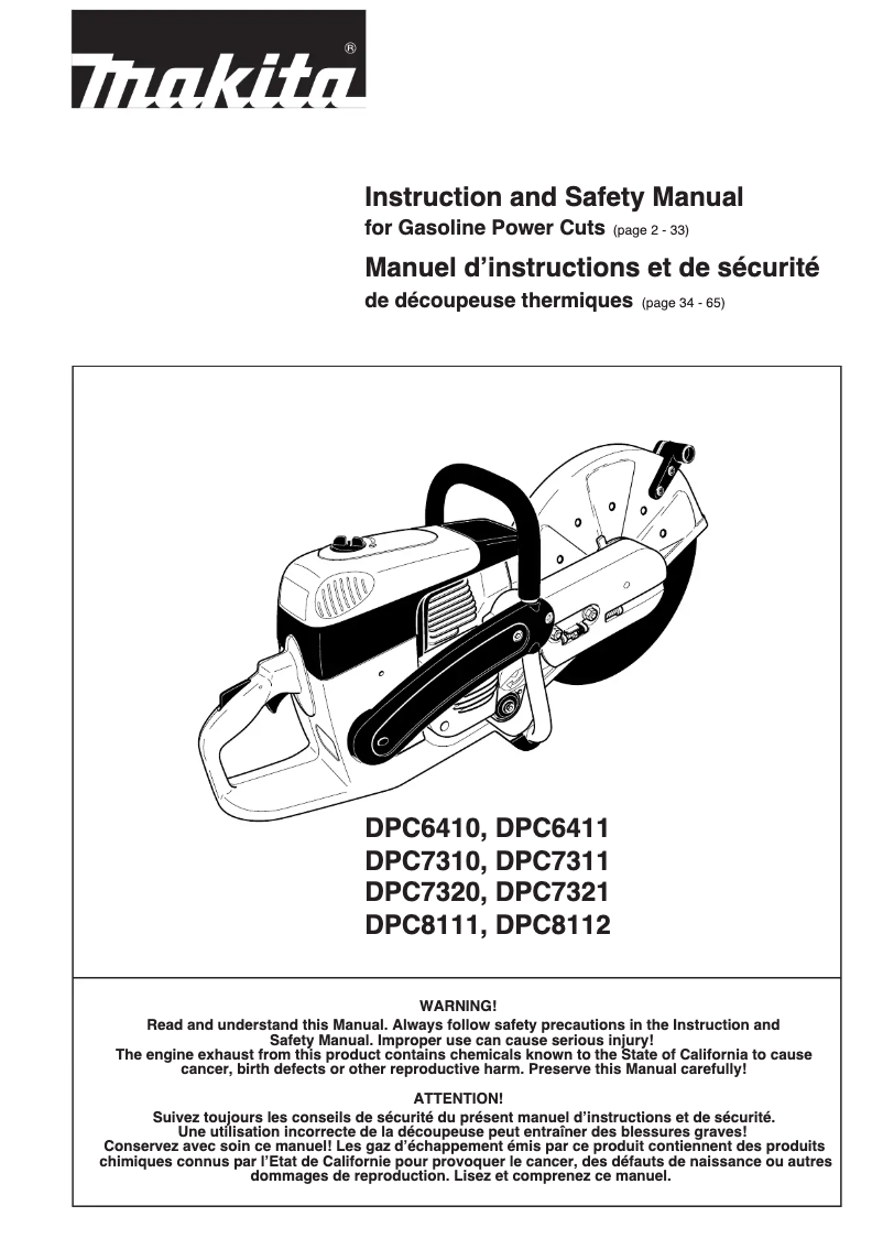 Page 1 de la notice Manuel utilisateur Makita DPC7331